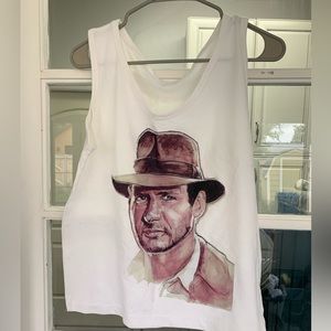 Indiana Jones Tank top. White. NEW! Unisex.